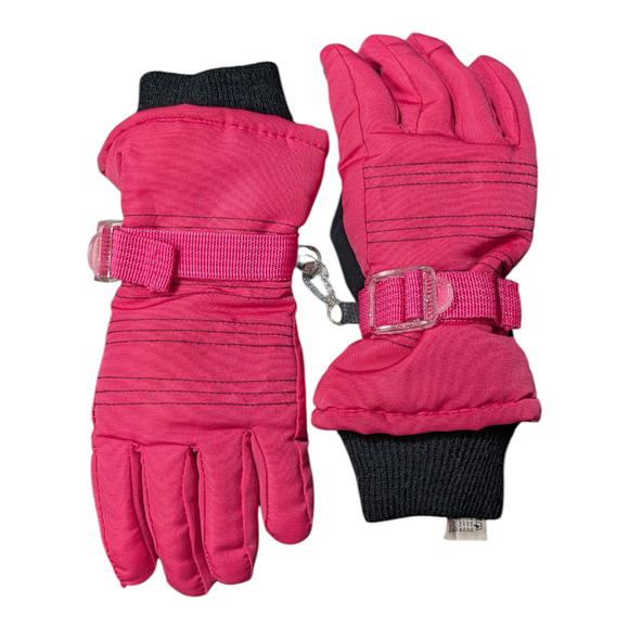 Girls Pink and Black Gloves-Size S/M -Waterproof - Sinch wrists to keep snow out - Picture 2 of 6